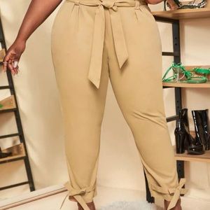 SHEIN SXY Plus Knot Hem Belted Pants